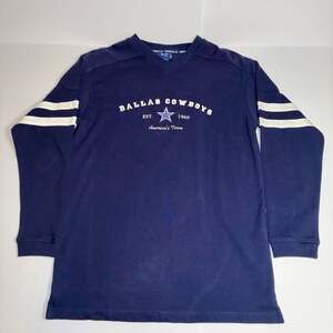 Vintage Dallas Cowboys Men Stars & Stripes Navy Blue Long Sleeve V-Neck Size M